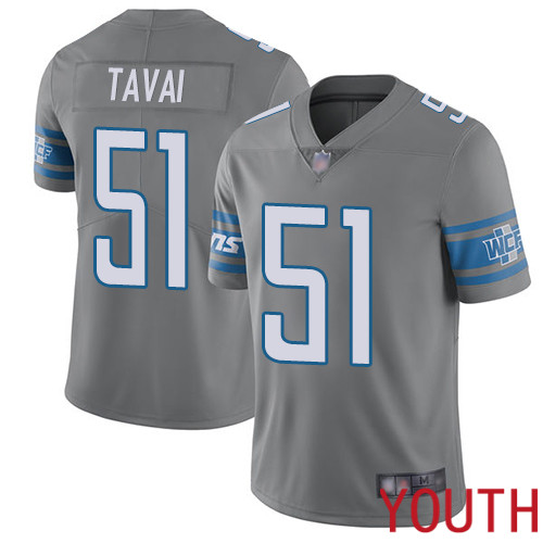 Detroit Lions Limited Steel Youth Jahlani Tavai Jersey NFL Football #51 Rush Vapor Untouchable